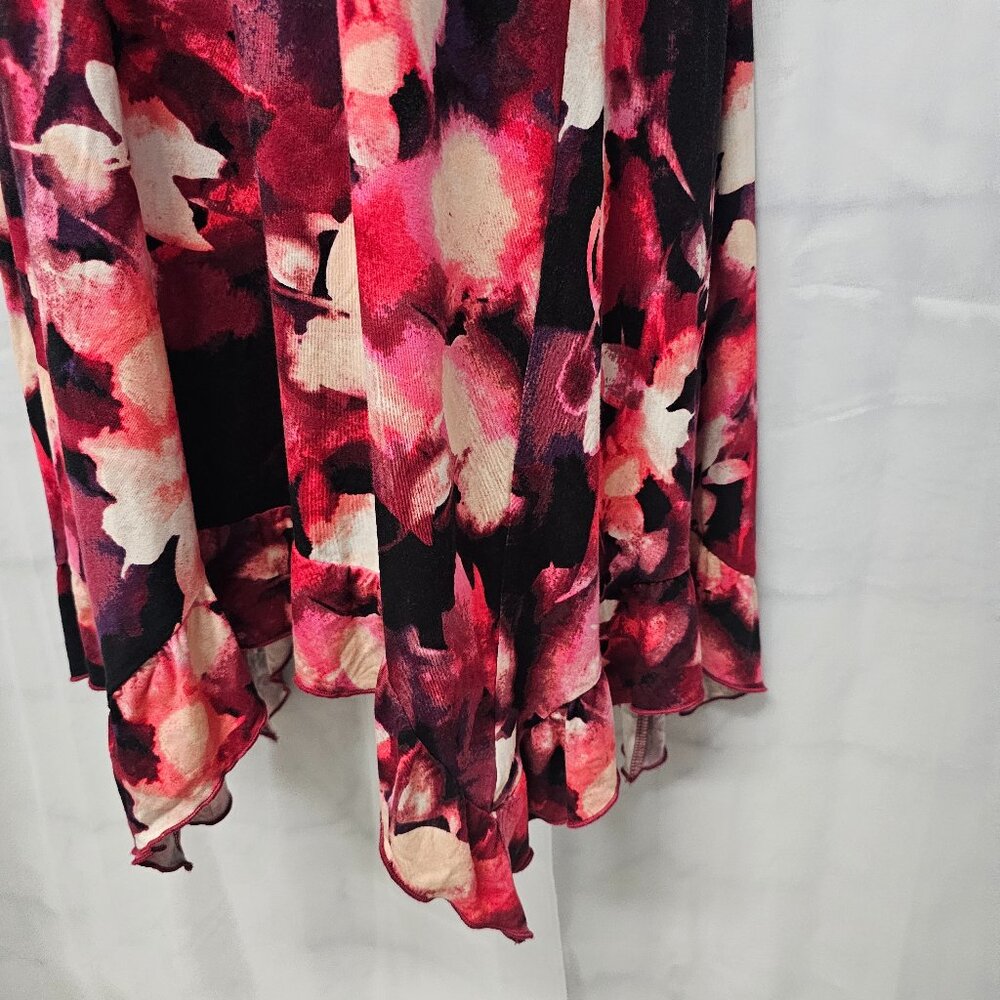 Logo Lori Goldstein Dress Goth Grunge Midi Pink Black Floral Shift LP - Picture 8 of 14